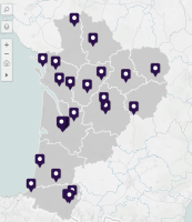 La carte des projets "Offre Repérage et Remobilisation (O2R)" de Nouvelle-Aquitaine